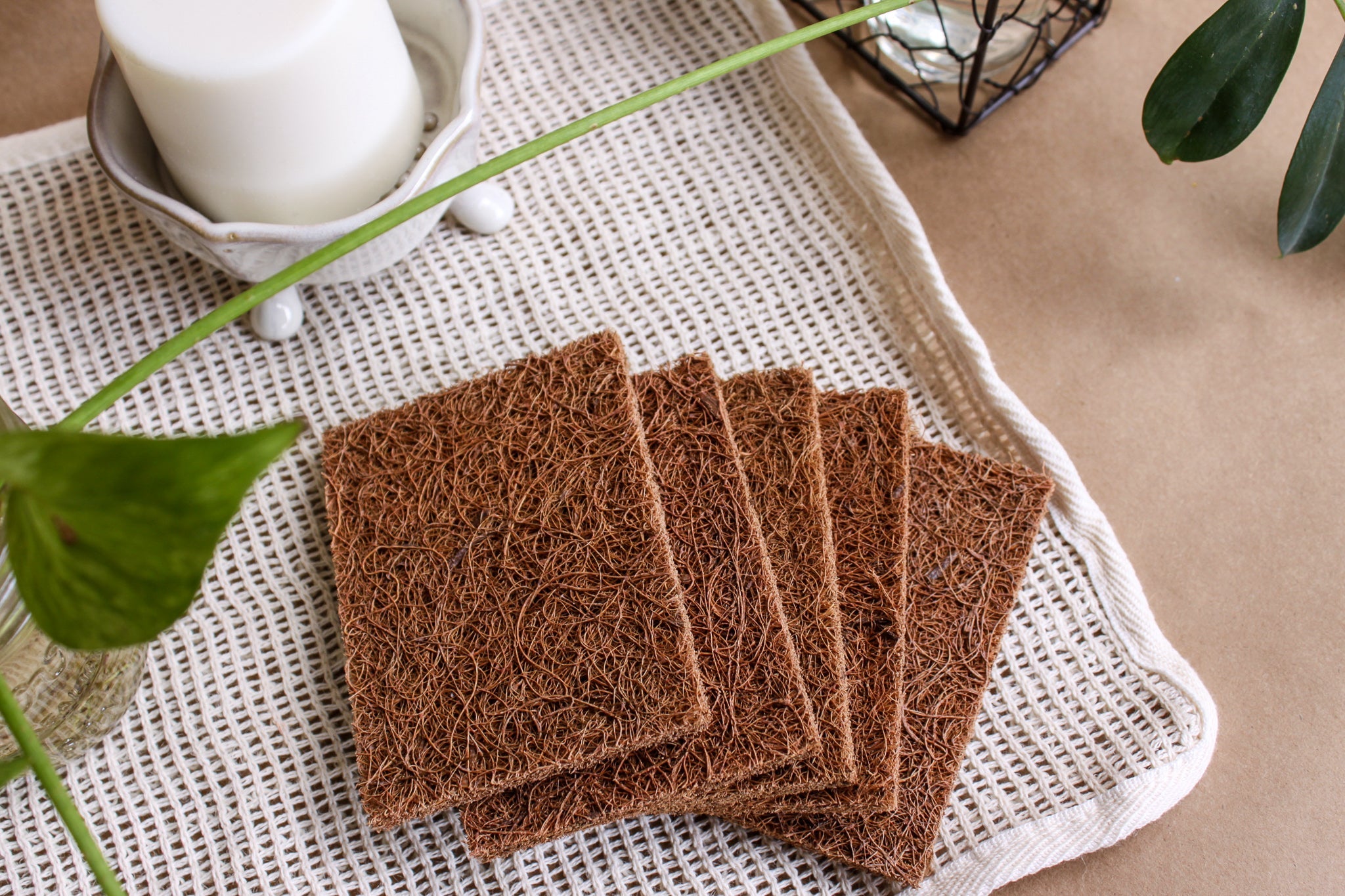 Biodegradable Coconut Kitchen Scrubbers - Pack of 3