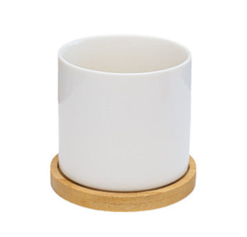 Elegant Ceramic Soap or Brush Dish with Bamboo Base - Sustainable and Stylish